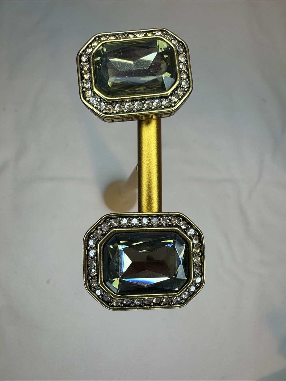 Heidi Daus Gold-Tone Earrings with Green Faceted Stone